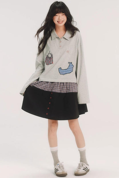 Check Fake Two-Piece Dress