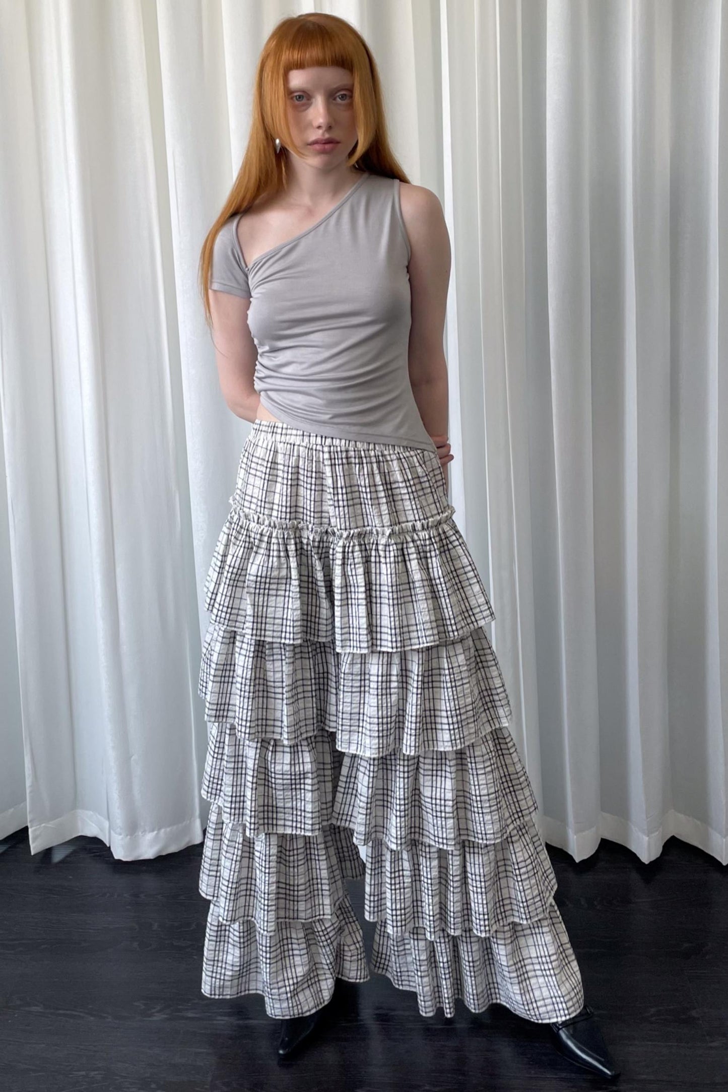 Plaid Wide-Leg Pants