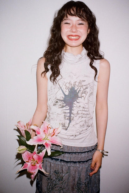 Asymmetrical Pleated Tank Top