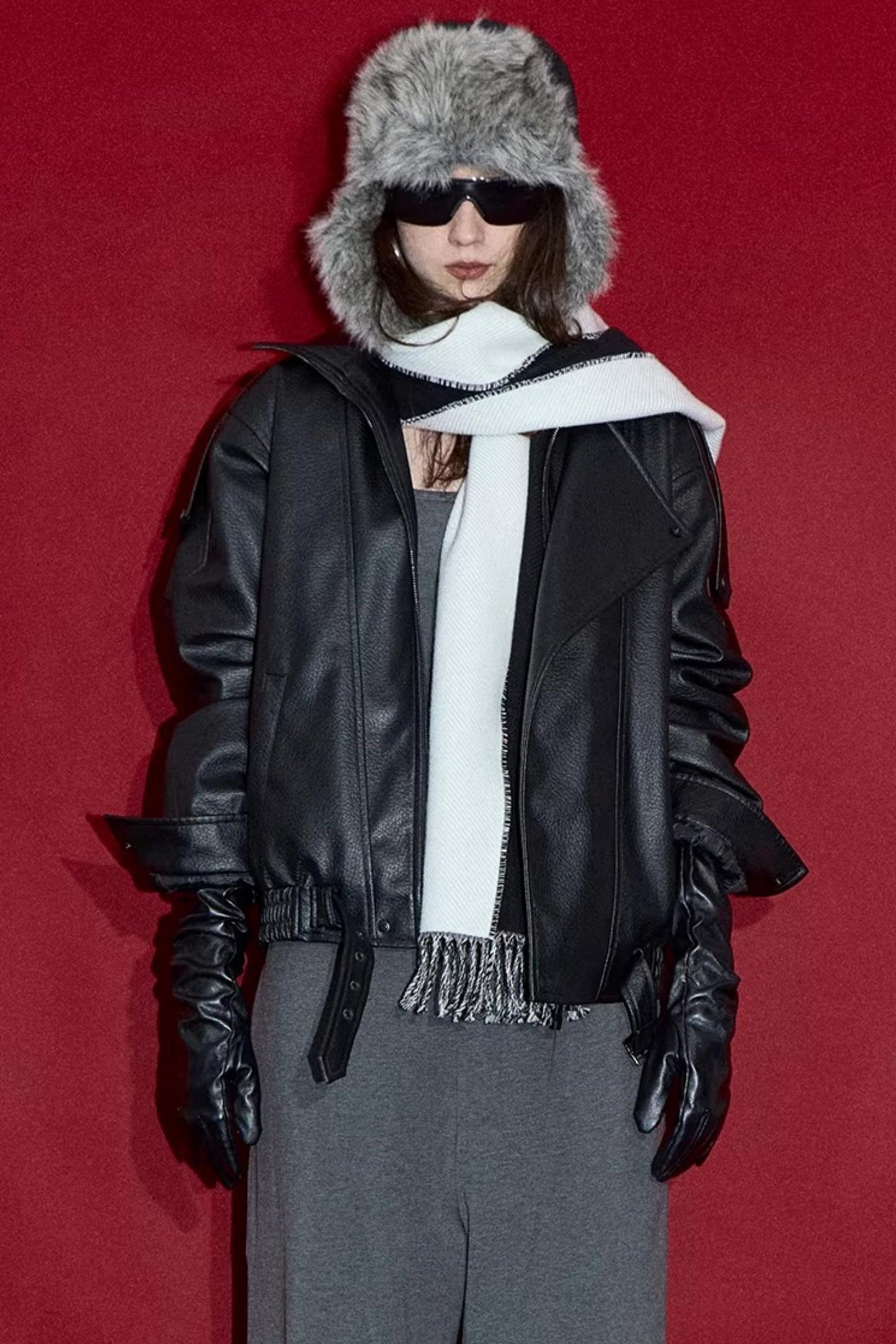 Retro Lychee Pattern Leather Jacket