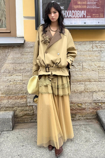 Vintage Lily Silhouette Reversible Trench Coat Set-Up