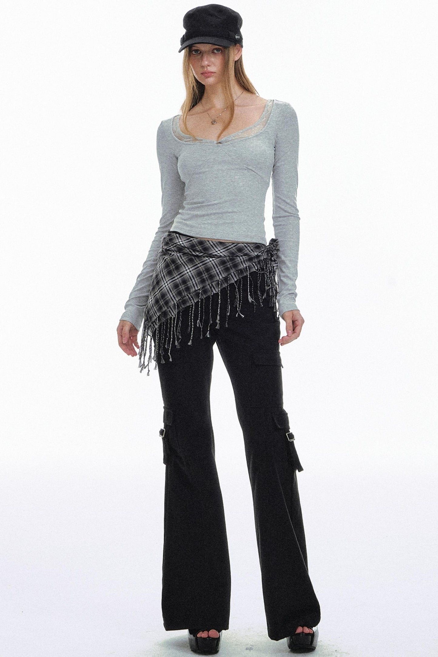 Retro Plaid Tassel Scarf