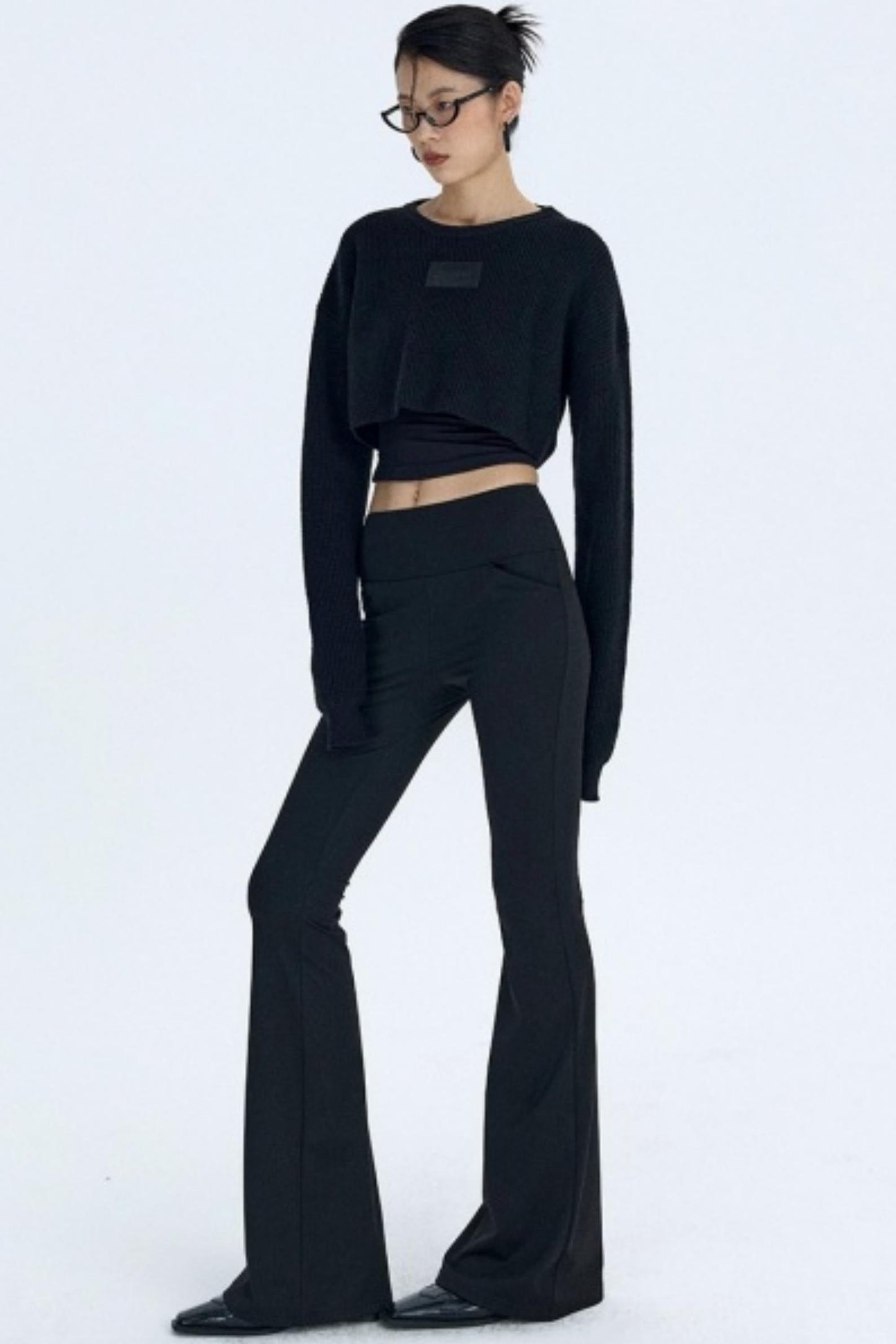 Black Fleece Flared Pants