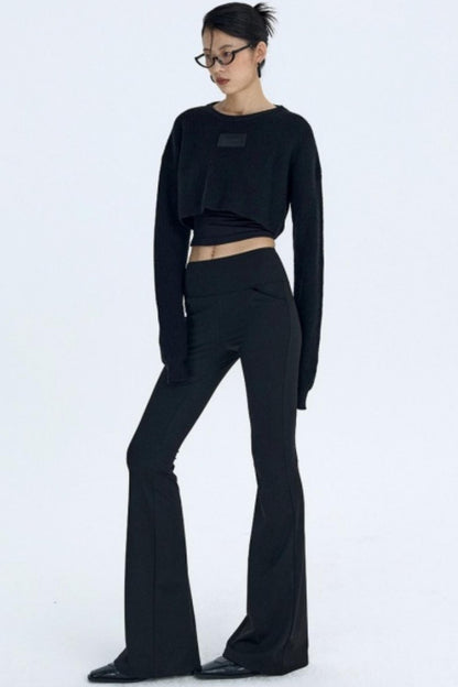Black Fleece Flared Pants