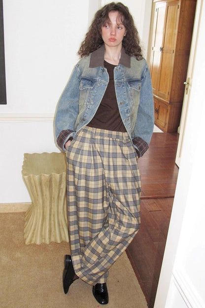 Autumn Plaid Denim Jacket