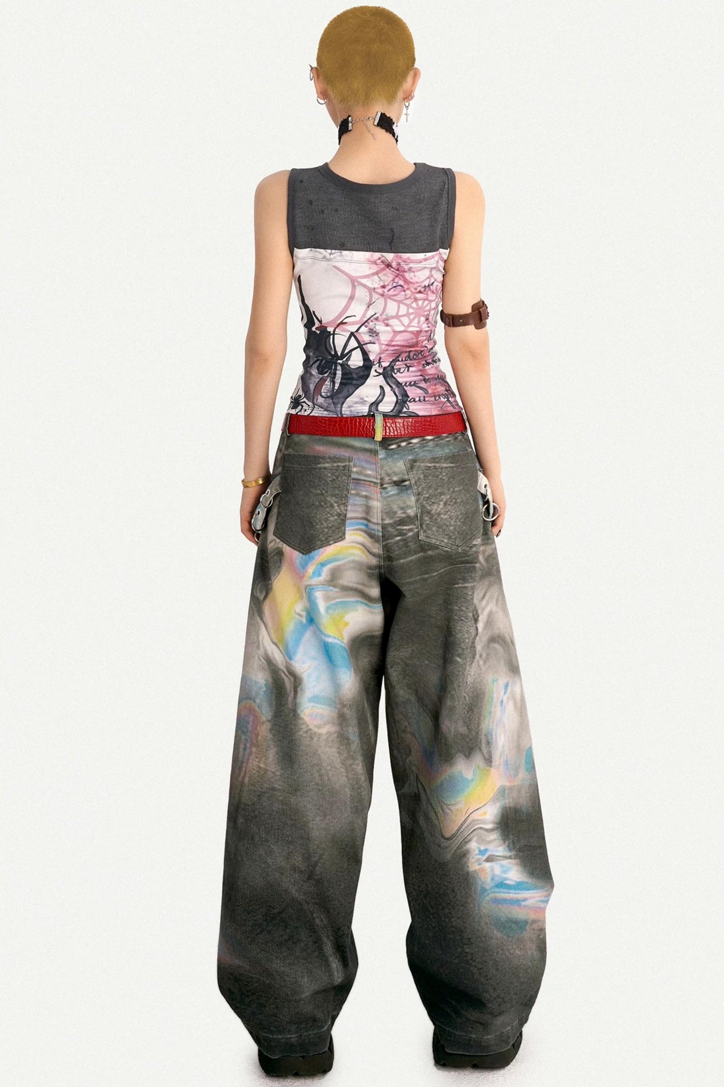 Graffiti Print Patchwork Top