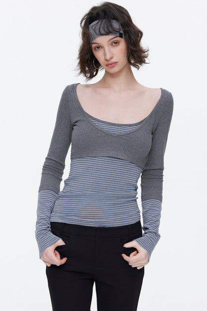 V-Neck Color-Blocked T-Shirt