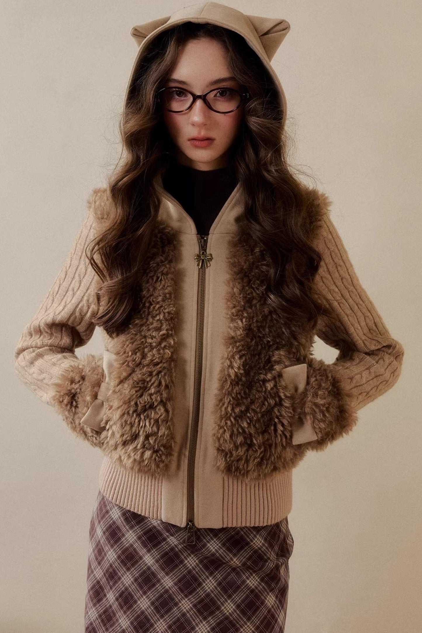 Eco-Friendly Fur Patchwork Jacket