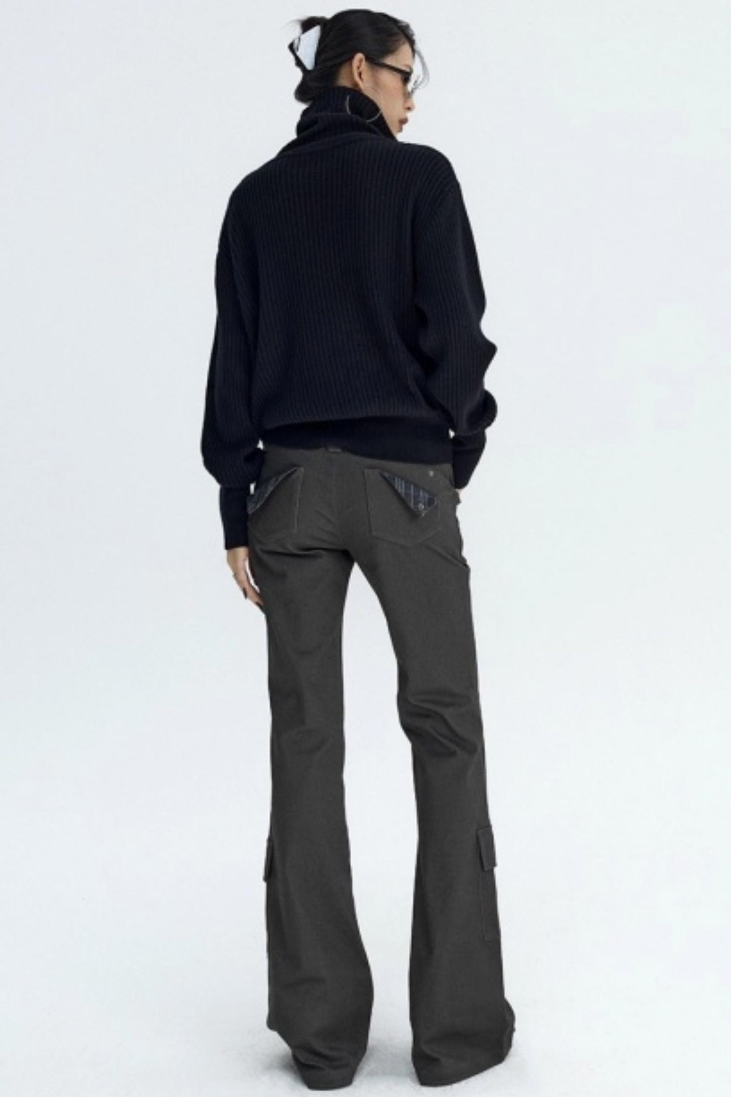 Slim Fit High-Neck Knit Cardigan