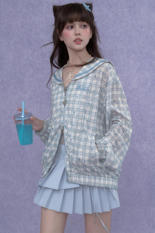 Blue Sailor Collar Sun Jacket Set-Up