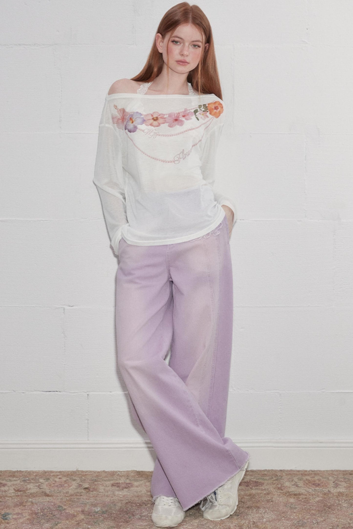 Floral Sheer Asymmetric Tee