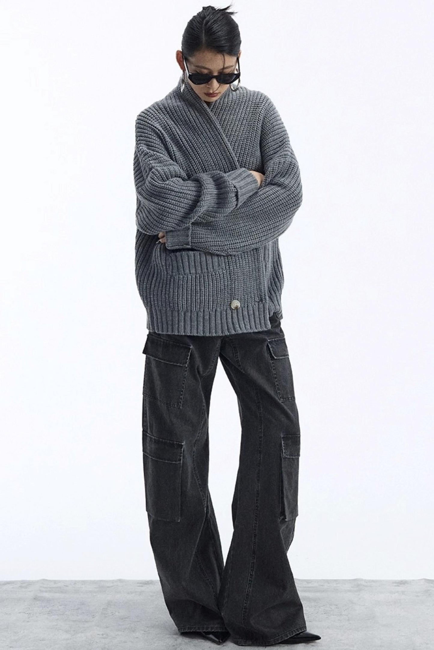 Lazy Style Large Pocket Knitted Cardigan