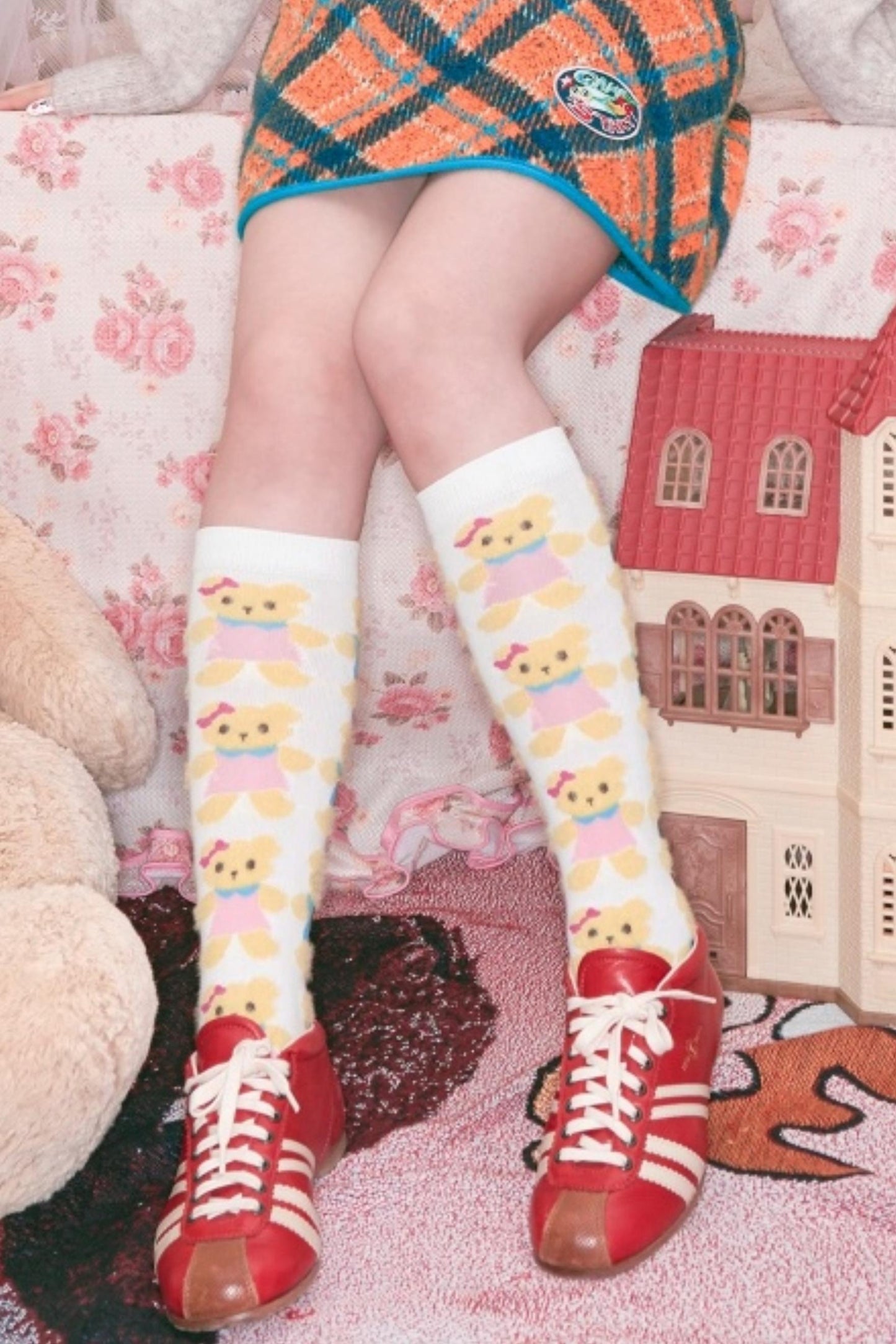 Bear Plush Knitted Socks