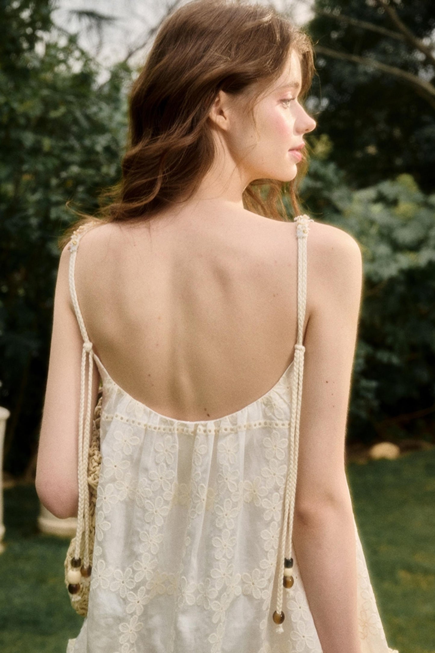 Pleated Lace Halter Maxi Dress