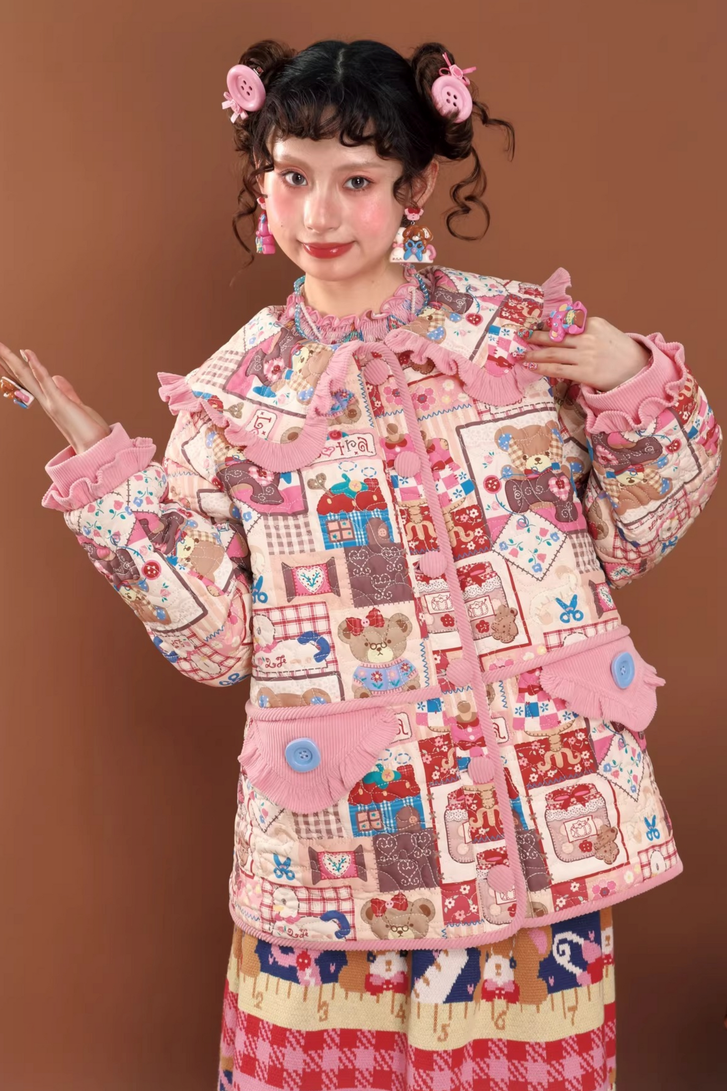 Rosa Patchwork Steppjacke