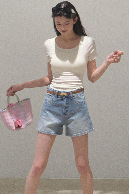 Vintage Skinny Denim Shorts