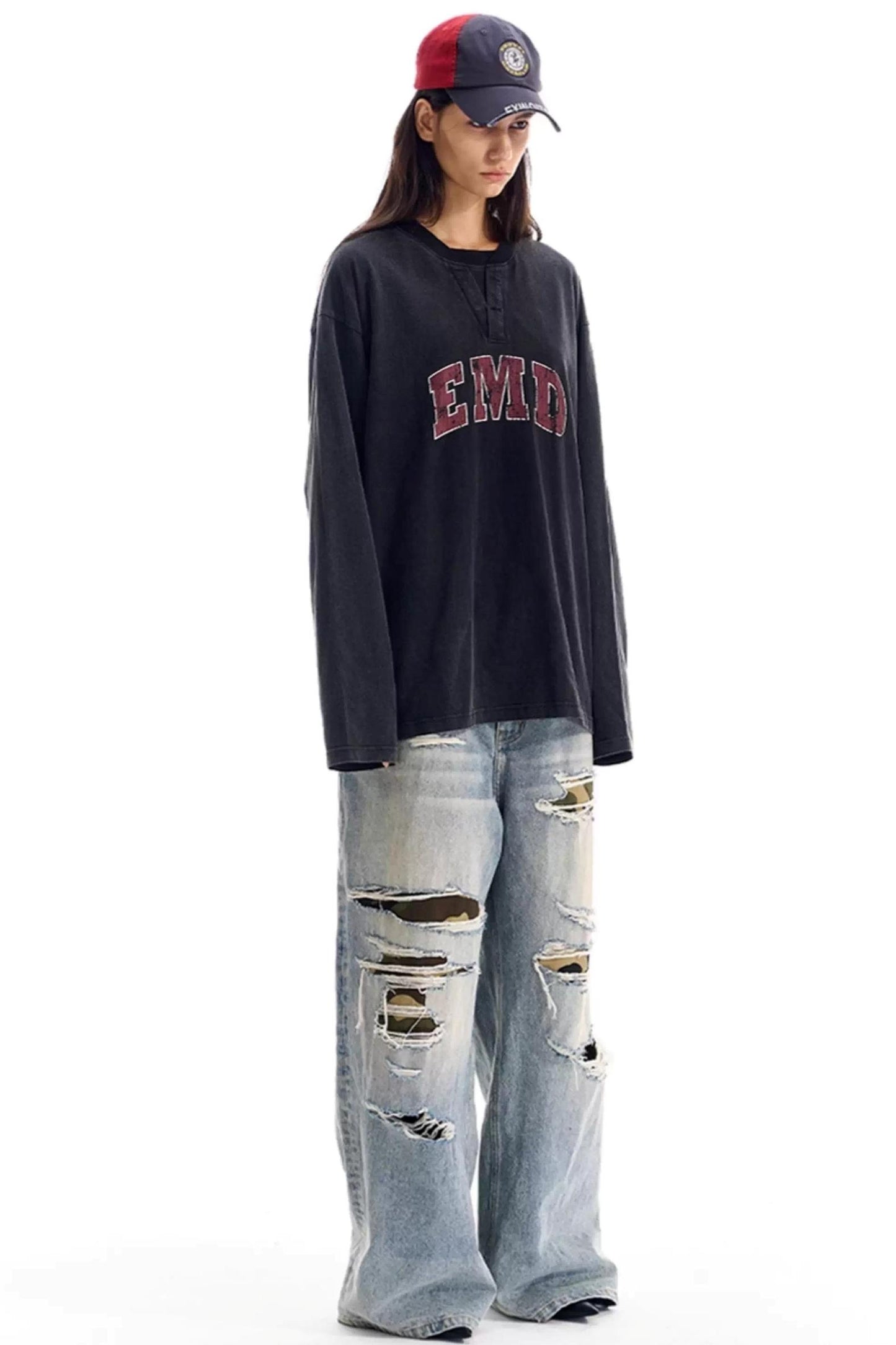 Washed Double Collar T-Shirt