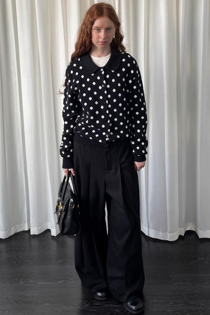 Polka Dot Doll Collar Knitted Cardigan