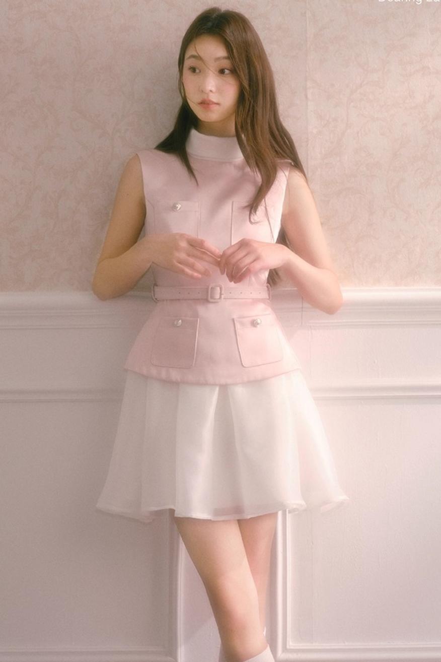 Pink Satin Puffy Daughter Dress