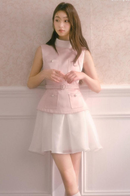 Pink Satin Puffy Daughter Dress