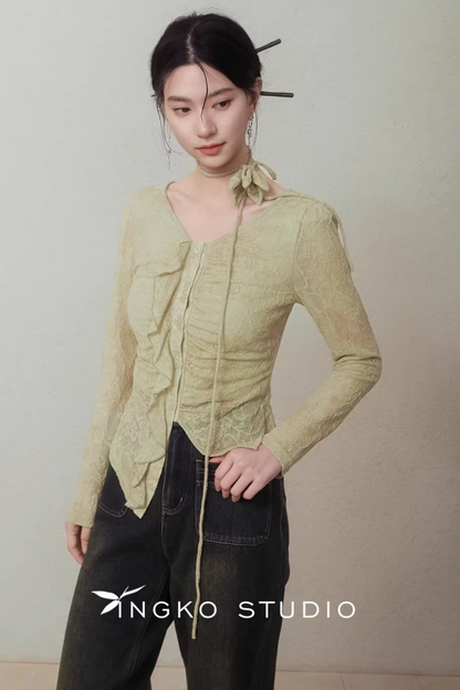 Spring Bud Green Floral Top