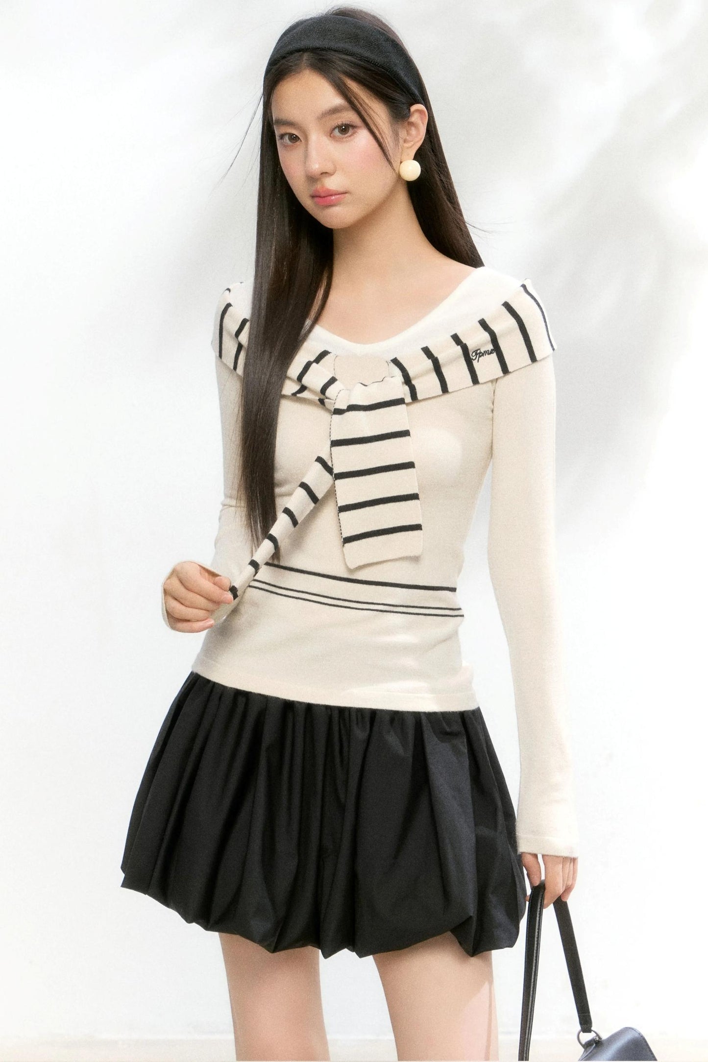 Striped Autumn Knitwear Top Set-Up