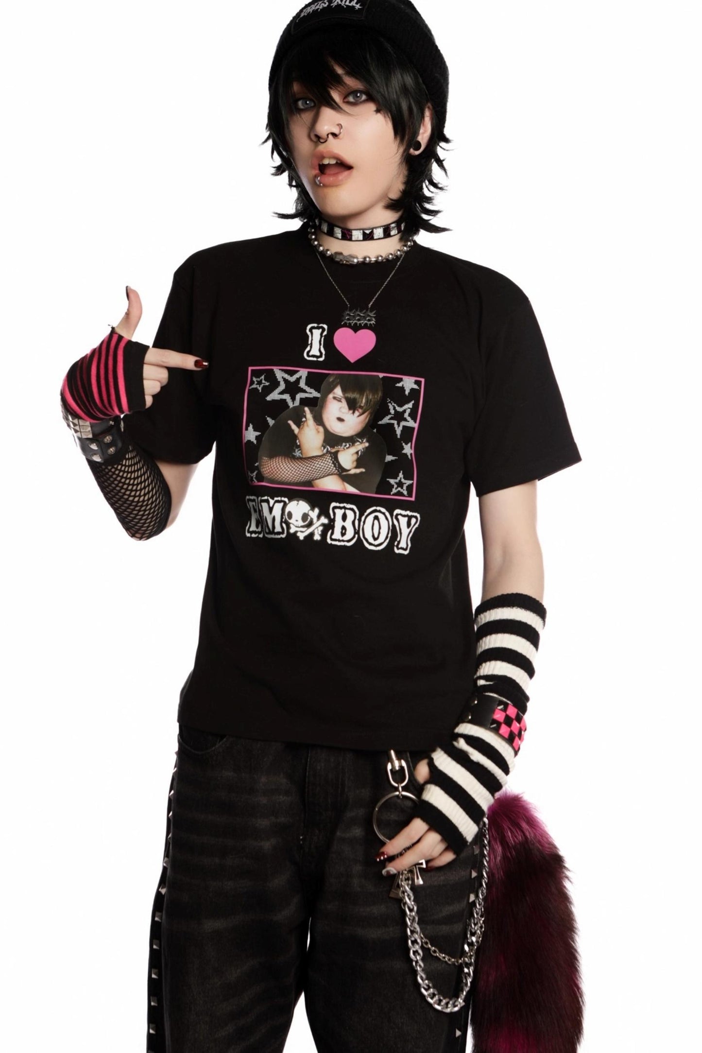 Versatile Gothic Slim Shoulder T-Shirt