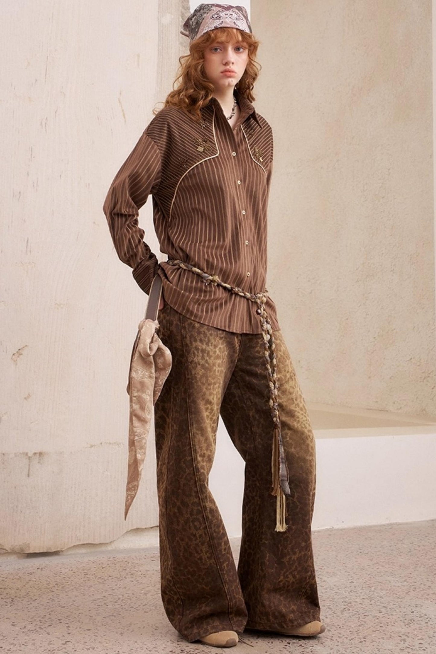 Suede Beaded Embroidered Shirt