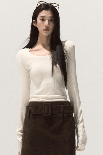 Wool Slim-Fit Lace Top