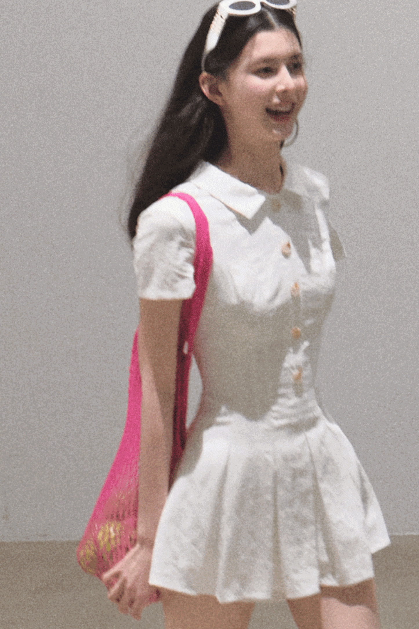 Pleated Textured Shirt Dress