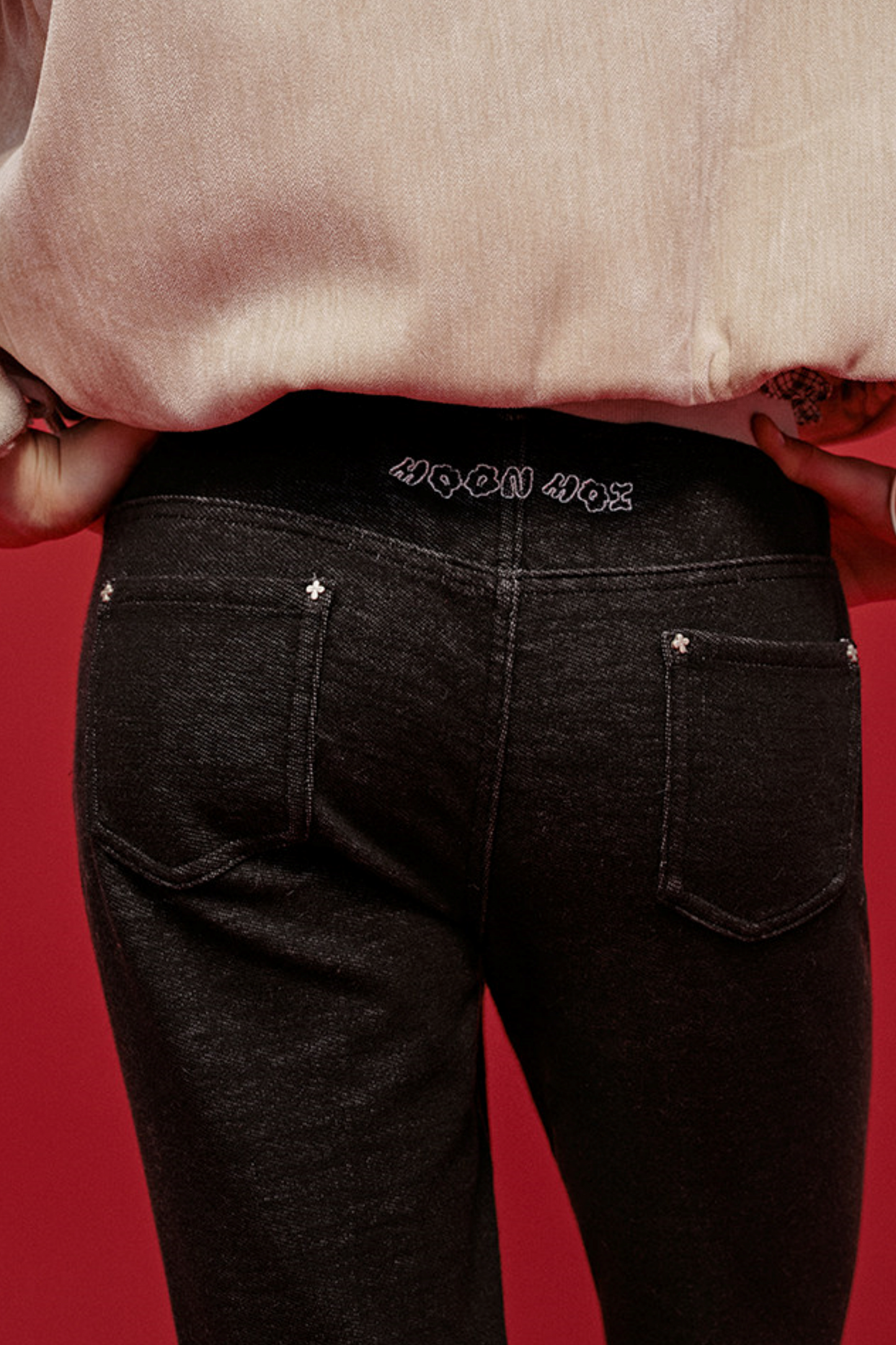 Embroidered Wool Denim Pants