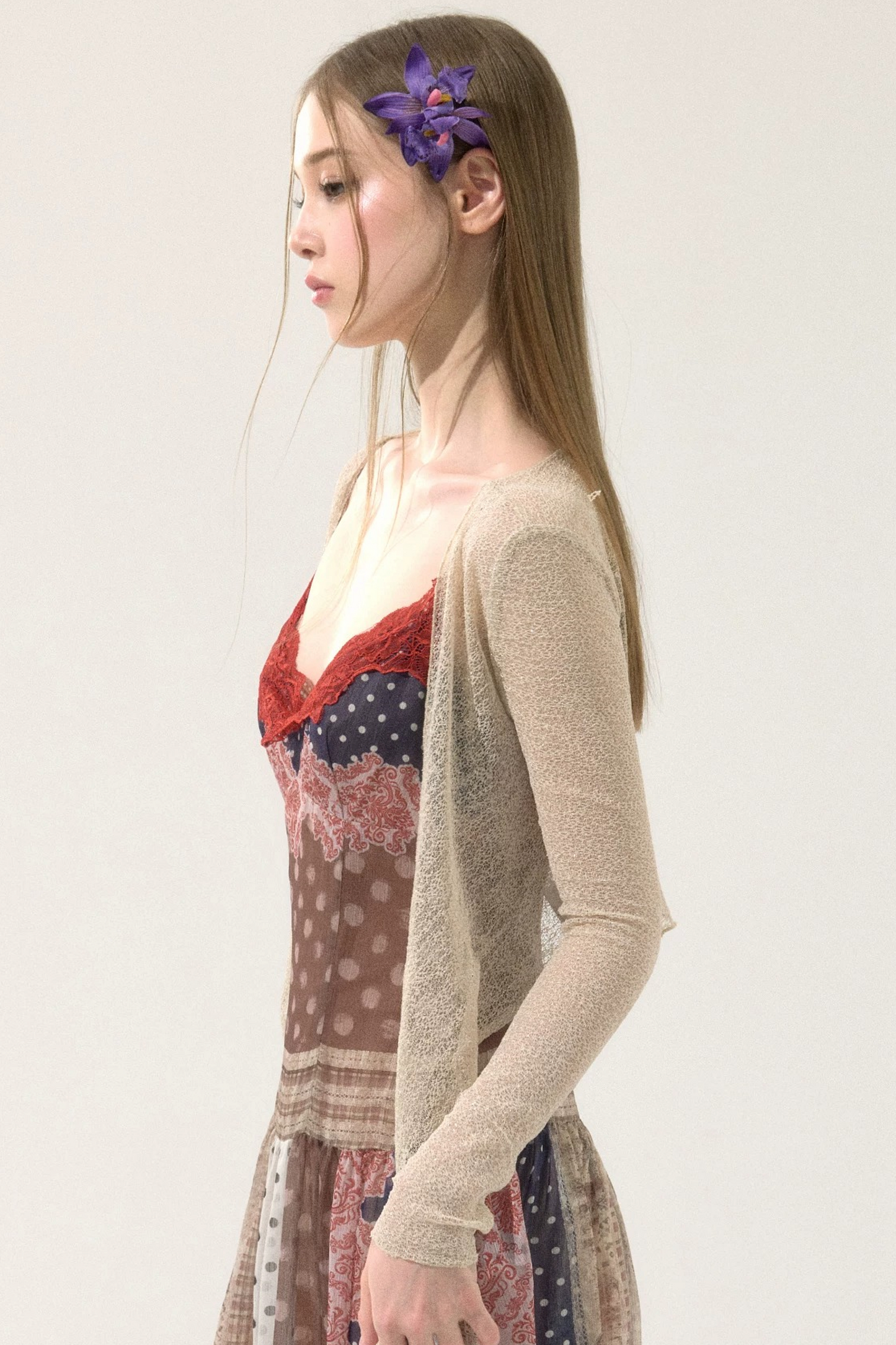 Shiny Silk Sheer Cardigan