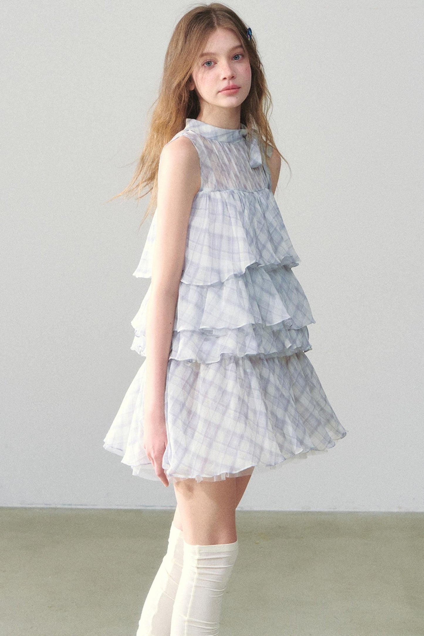 Light Blue Gingham Tutu Dress