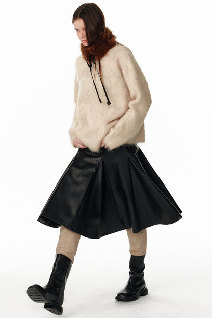 Pu Leather Black Midi Skirt