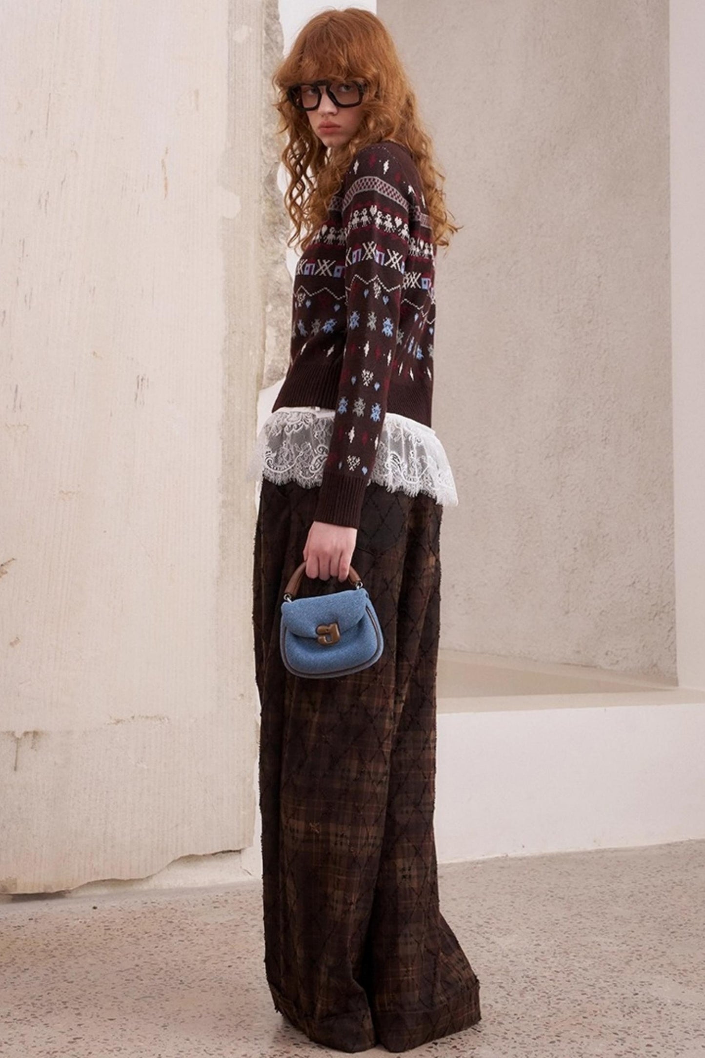 Jacquard Embroidery Slim Cardigan