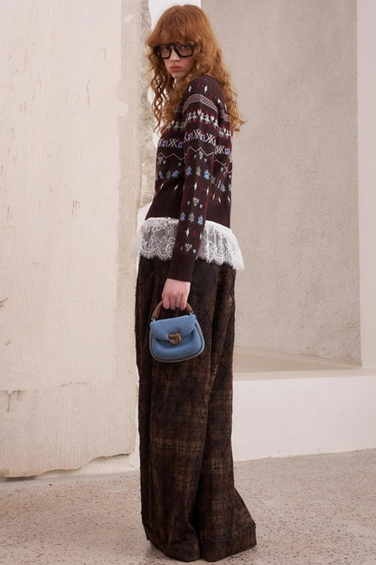 Jacquard Embroidery Slim Cardigan