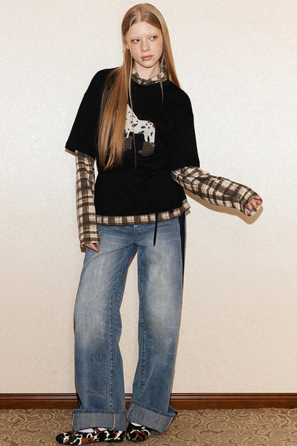 Black Rhinestone Turtleneck Top