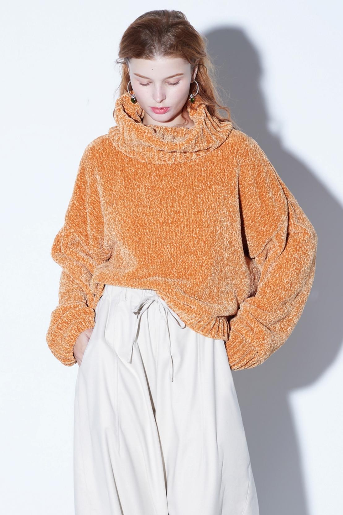 Colorful Chenille High-Neck Top