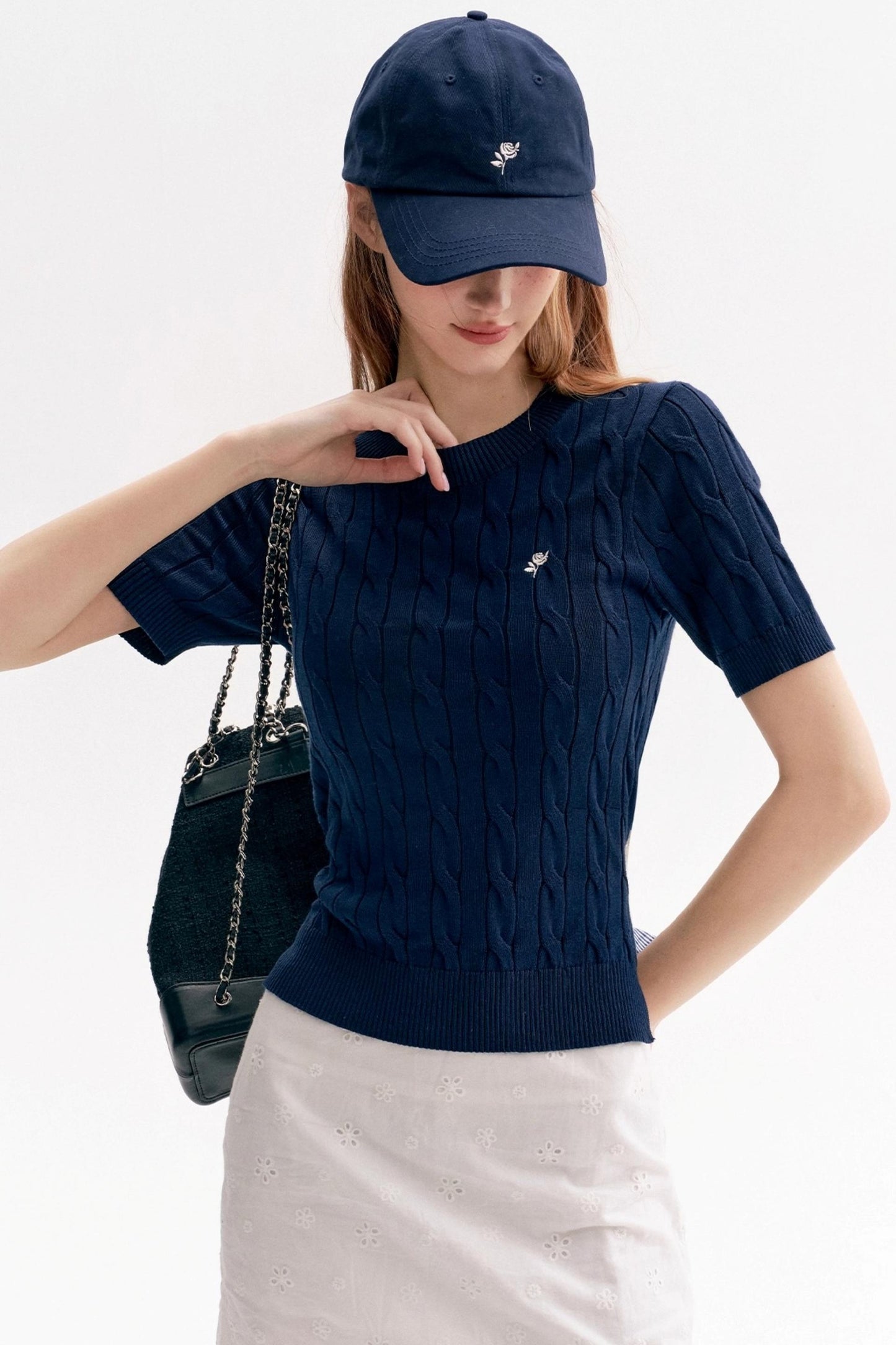 Tenniscore Cable Knit Short Sleeves