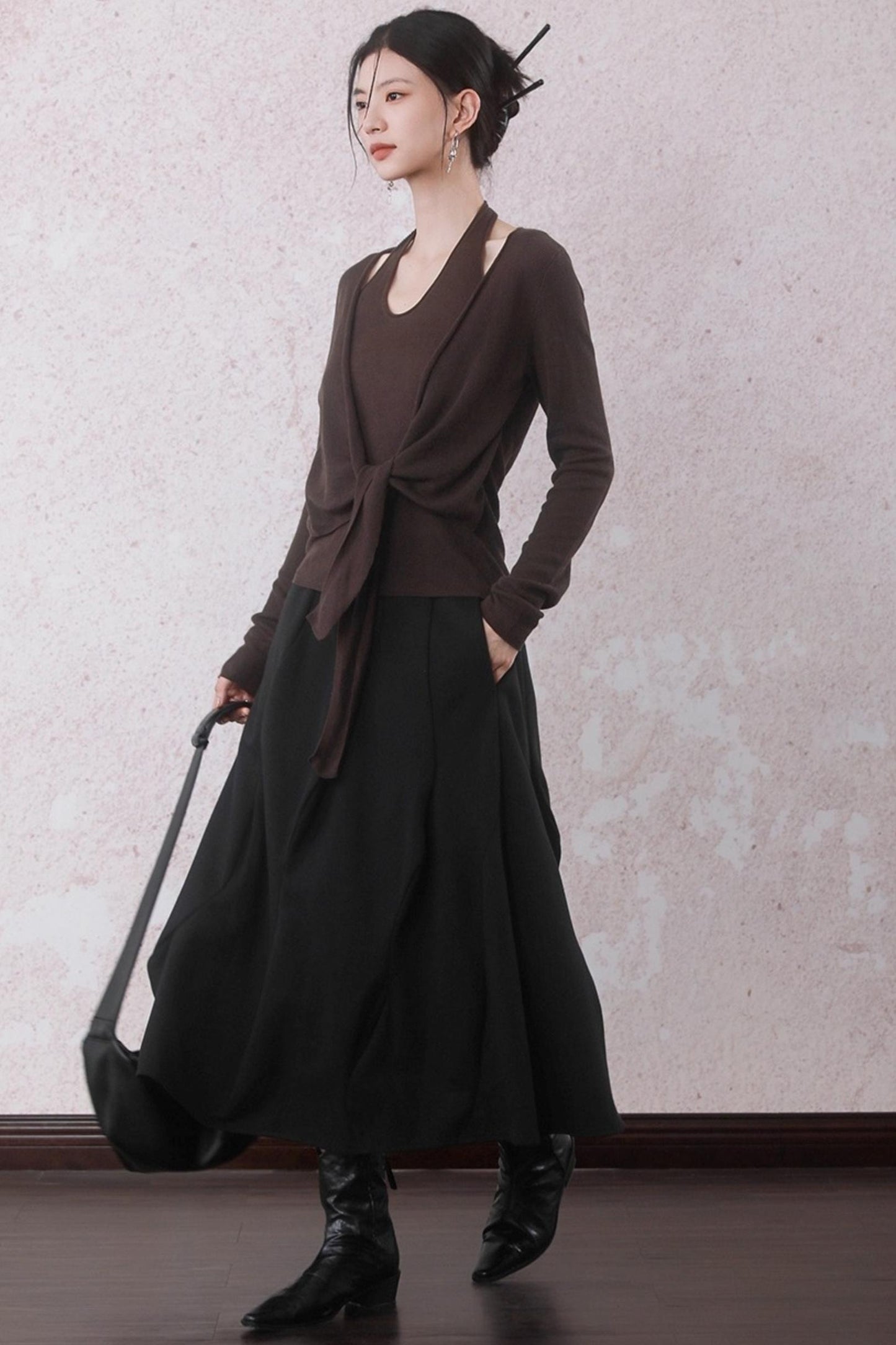 Autumn Mocha Brown Knitted Sweater