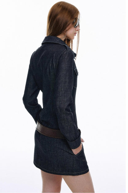 Vintage Denim Shirt Dress With Belt Set-Up