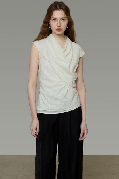 Twist Collar Summer Blouse