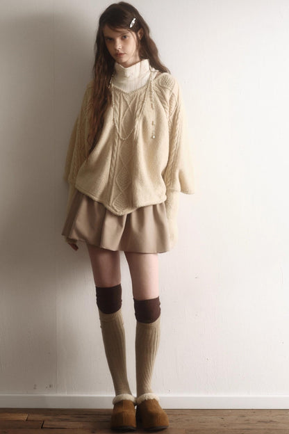 Light Purple Wool Batwing Sweater Set-Up