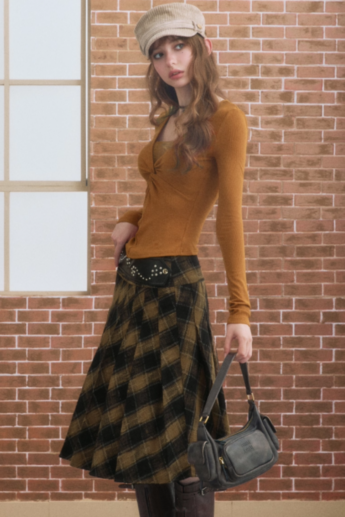 Classic Vintage Plaid Midi Skirt