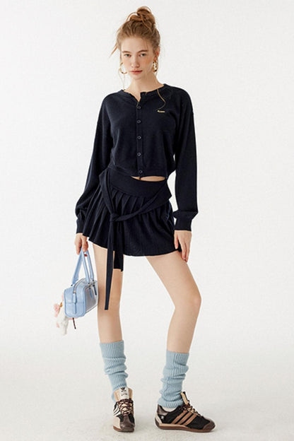 Navy Blue Wool Cardigan Set-Up