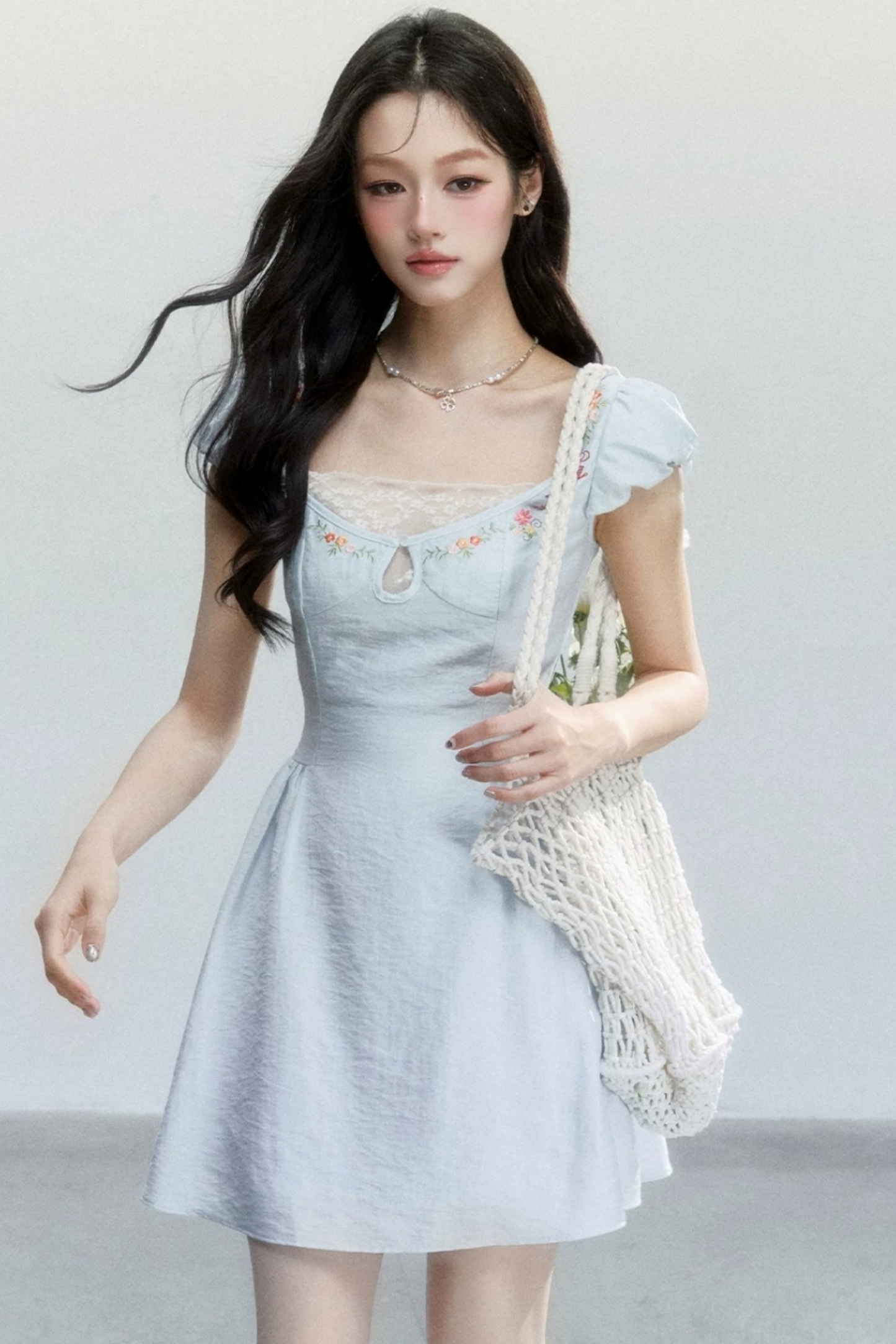 Summer Lace Embroidered Short Dress
