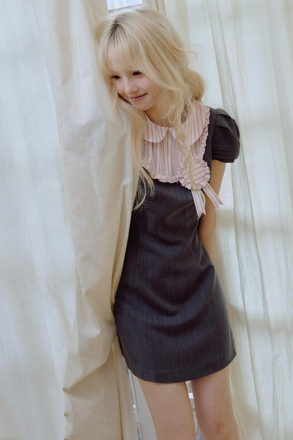 Pink Pleated Lace Suit Dress