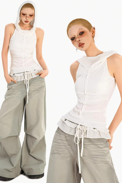White Hooded Knit Vest