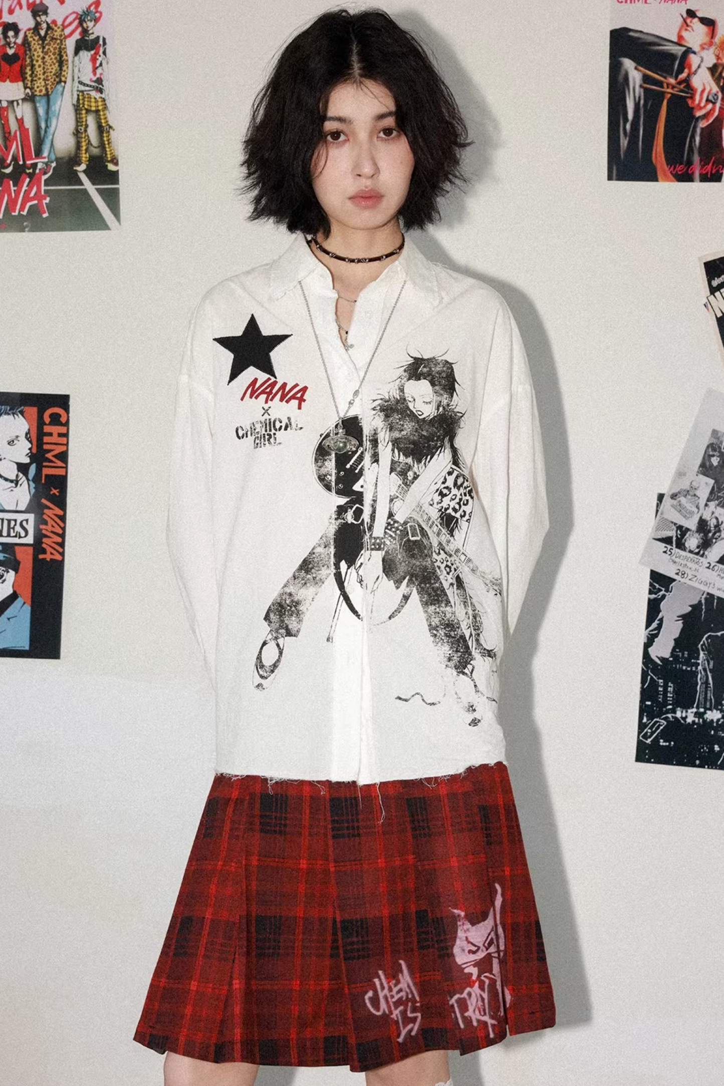Retro Bluse mit ausgefranstem Saum