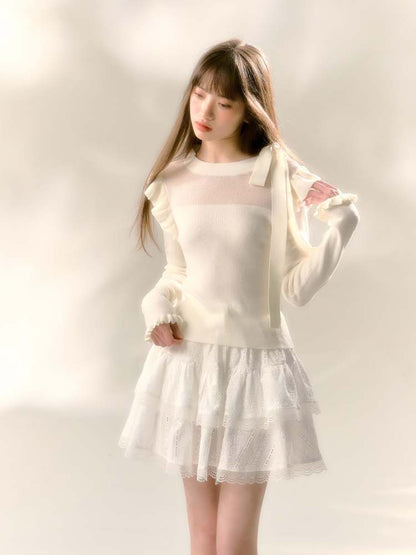 French Girl Lace Bilayer Fluffy Cake Skirt